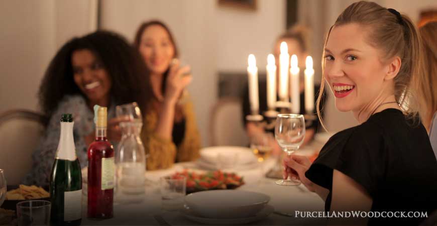 Girlfriends Enjoying Candlelit Dinner