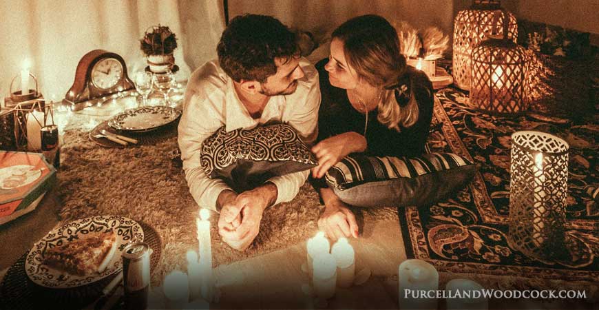Couple in Romantic Candle Lit Room